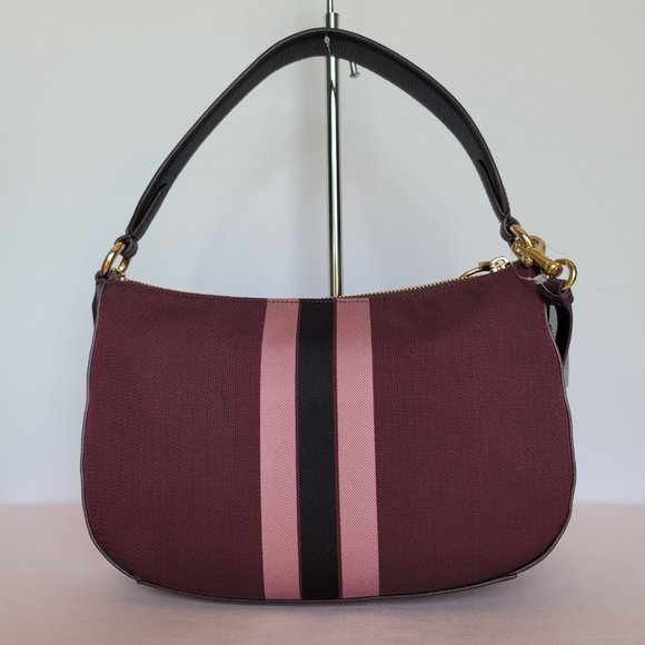 COACH Sutton Horse and Carriage Jacquard & Leather Crossbody-Oxblood Multi color - Picture 7 of 16